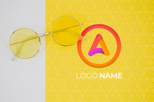 Free Summer Glasses With Logo Name Design Psd