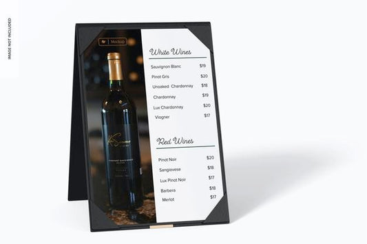 Free Table Leather Menu Holder Mockup, Left View Psd