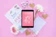 Free Tablet Mockup With Flat Lay Mothers Day Composition Psd