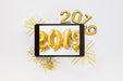 Free Tablet Mockup With New Year Decoration Psd