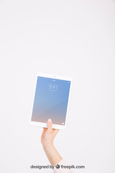 Free Technology Mockup With Hand Showing Tablet Psd