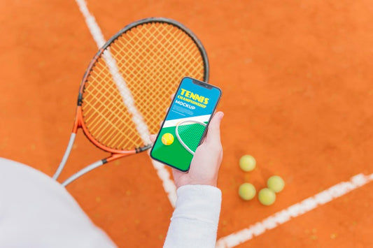 Free Tennis Player Showing His Phone Screen Psd