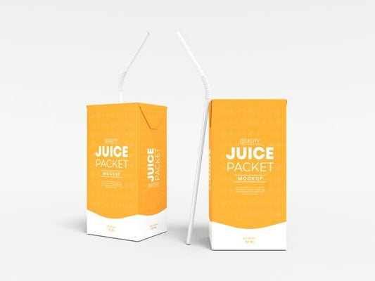 Free Tetra Juice Packet With Straw Mockup Psd