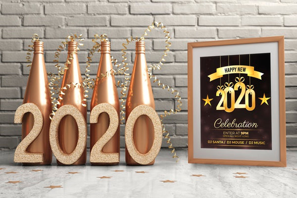Free Thematic Decorations For New Year Night Psd
