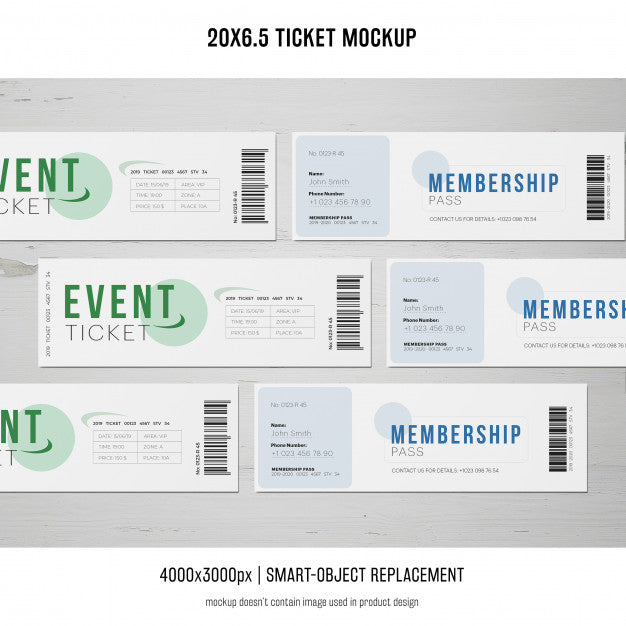 Free Ticket Mockup Psd