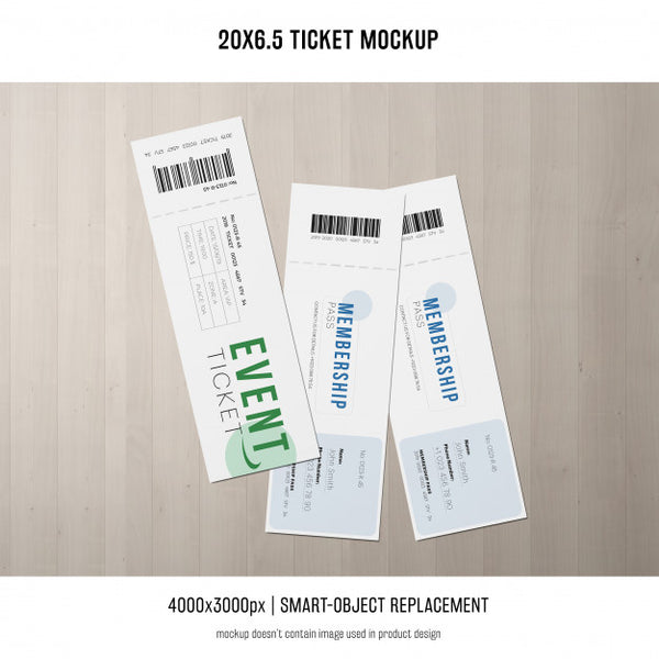 Free Ticket Mockup Psd