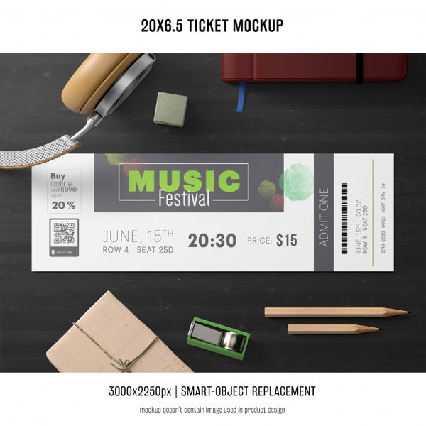 Free Ticket Mockup Psd