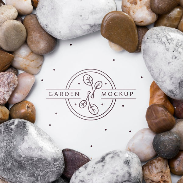 Free Top View Assortment Of Rocks With Mock-Up Psd