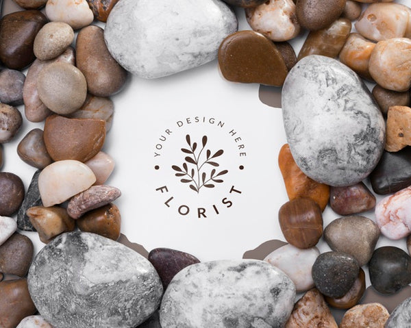 Free Top View Assortment Of Rocks With Mock-Up Psd