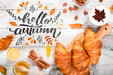 Free Top View Autumn Breakfast Concept On Wooden Background Psd