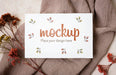 Free Top View Autumn Mock-Up With Flowers  On Grey Cloth Psd