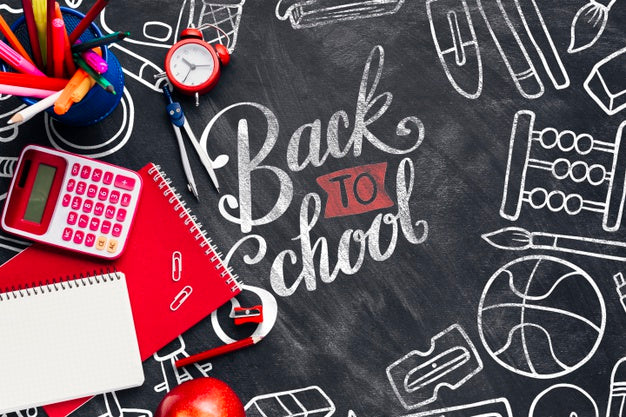 Free Top View Back To School Concept With Chalkboard Psd – DreamBundles
