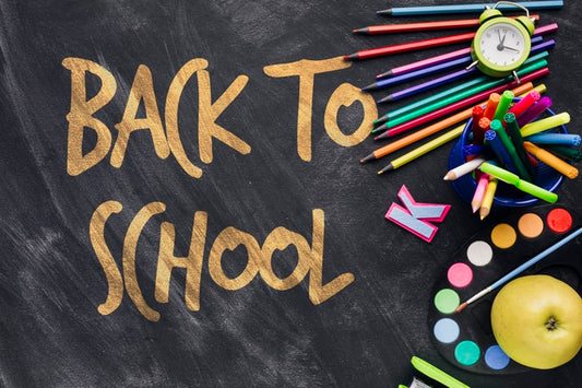 Free Top View Back To School With Black Background Psd