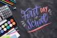 Free Top View Back To School With Black Background Psd