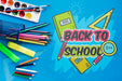 Free Top View Back To School With Blue Background Psd