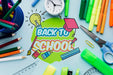 Free Top View Back To School With Blue Background Psd