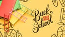 Free Top View Back To School With Yellow Background Psd