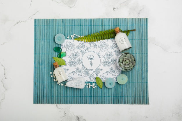 Free Top View Bath Concept With Toiletries Psd