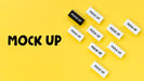 Free Top View Black And White Mock-Up Small Cards Psd