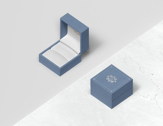 Free Top View Blue Gift Box With Cover Psd