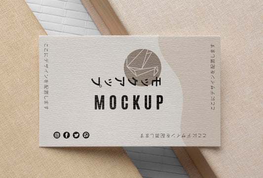 Free Top View Business Card Mock-Up Assortment Psd