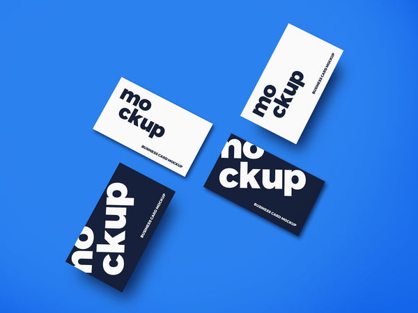 Free Top View Business Cards Mockup