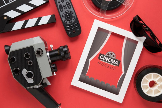 Free Top View Cinema Frame Mockup Psd