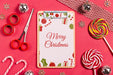 Free Top View Clipboard With Candies And Scissors Psd