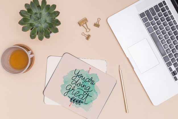 Free Top View Colorful Lettering With Coffee Psd