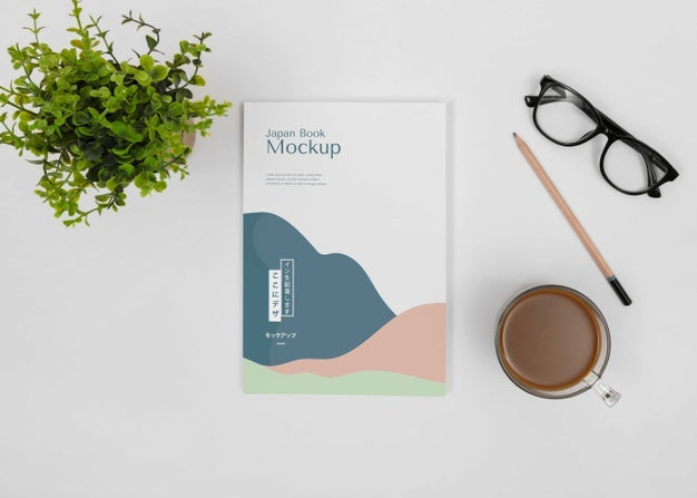 Free Top View Desk Arrangement With Book Mockup Psd – DreamBundles