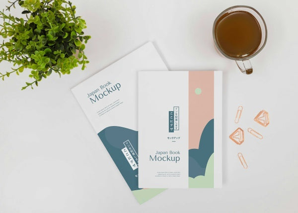 Free Top View Desk Arrangement With Coffee Cup Psd