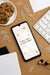 Free Top View Desk Concept With Smartphone Psd