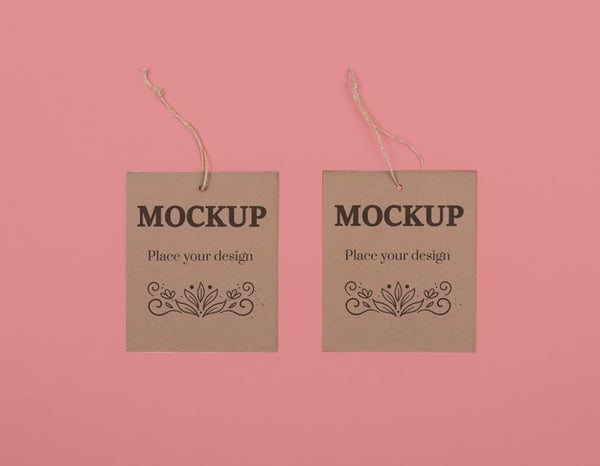 Free Top View Eco Tags On Pink Background Psd