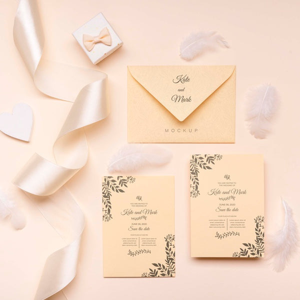 Free Top View Elegant Wedding Invitation Concept Psd