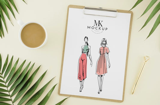 Free Top View Fashion Drawing With Mock-Up Psd