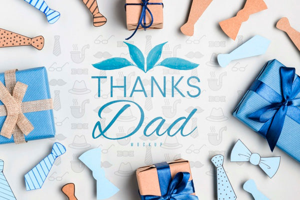 Free Top View Father'S Day Greeting With Mock-Up Psd