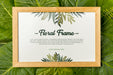 Free Top View Floral Frame Surrounded By Green Leafs Psd