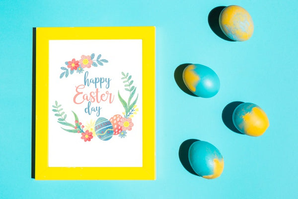 Free Top View Frame Mockup With Easter Concept Psd