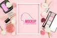 Free Top View Frame With Make-Up Products Psd