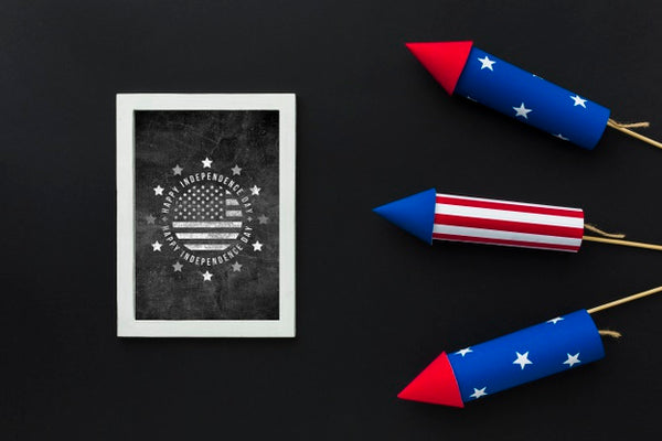 Free Top View Independence Day With Mock-Up Psd