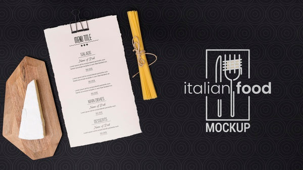 Free Top View Italian Food Concept With Pasta Psd