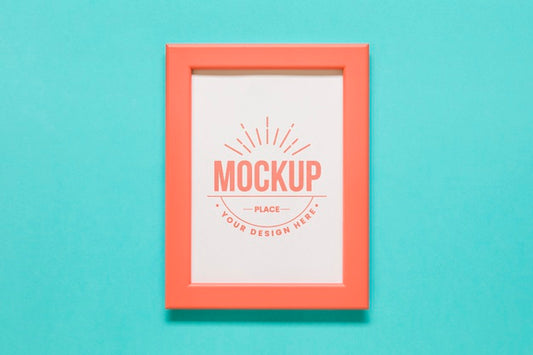 Free Top View Living Coral Composition With Frame Mock-Up Psd