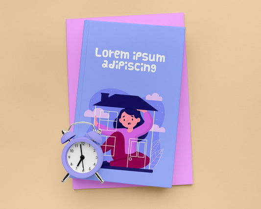 Free Top View Minimalist Book Cover Mock-Up Psd