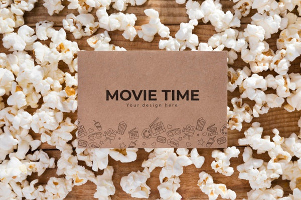 Free Top View Movie Time With Popcorn Concept Psd