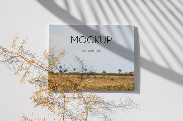 Free Top View Nature Magazine Cover Mock-Up With Leaves Arrangement Ps ...
