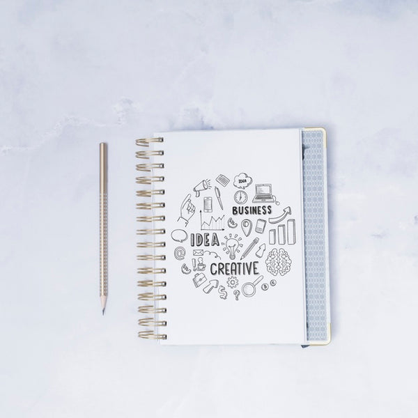 Free Top View Notepad With Mock-Up Psd