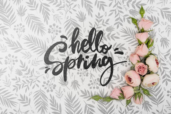 Free Top View Of Beautiful Spring Roses Psd