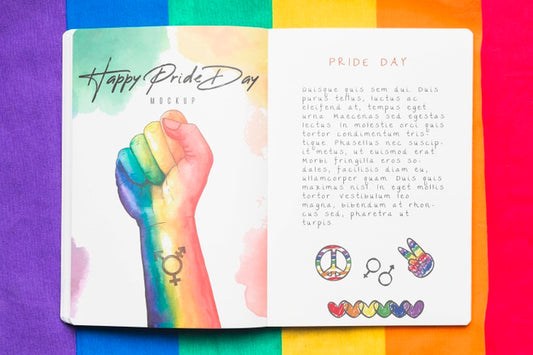 Free Top View Of Book With Rainbow Colors Psd