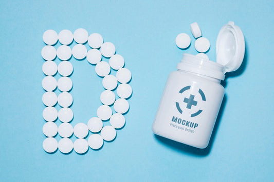 Free Top View Of Bottle With Pills In Shape Of D Psd
