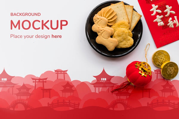 Free Top View Of Chinese Conept Mock-Up Psd